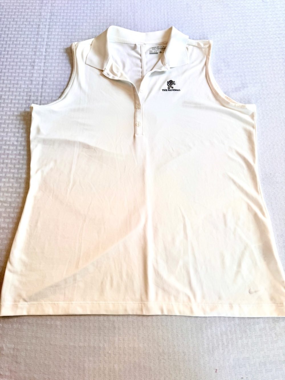 Nike Golf Dri Fit Sleeveless Polo XL The National Golf Club Cream